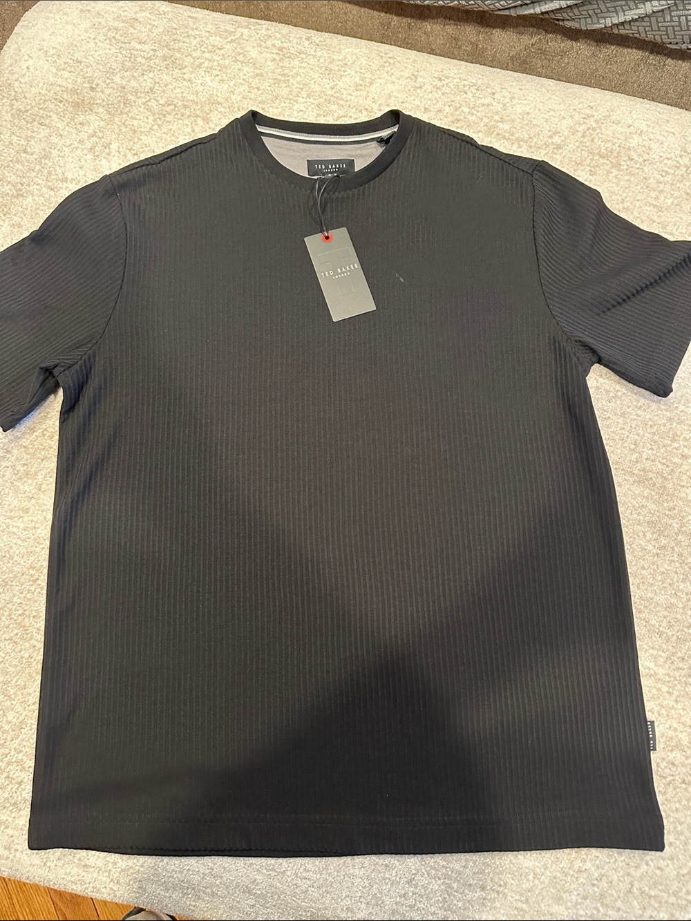 Ted Baker Black Ribbed Short Sleeve Crew Tee